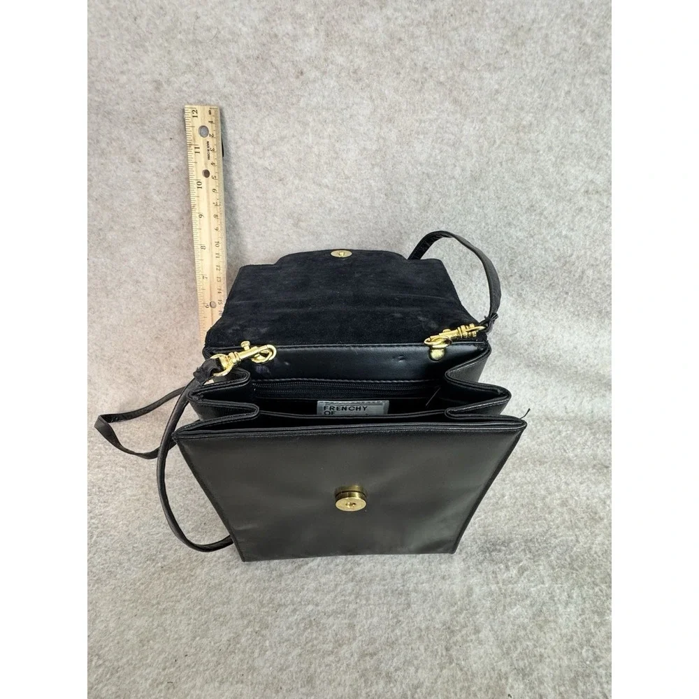 Frenchy of California Black Leather Handbag Suede‎ Lining